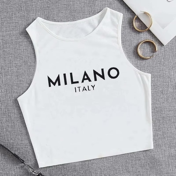 Tops - Milano Italy 100% Polyester White Tank Top